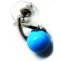 Blue Glass Pearl Silver Charm Earrings